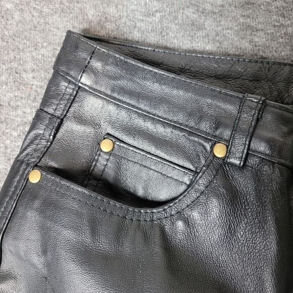 Vtg 90's Metrostyle Women's Size 12 Black Leather Motorcycle Boot Cut Pant Lined - Picture 7 of 15
